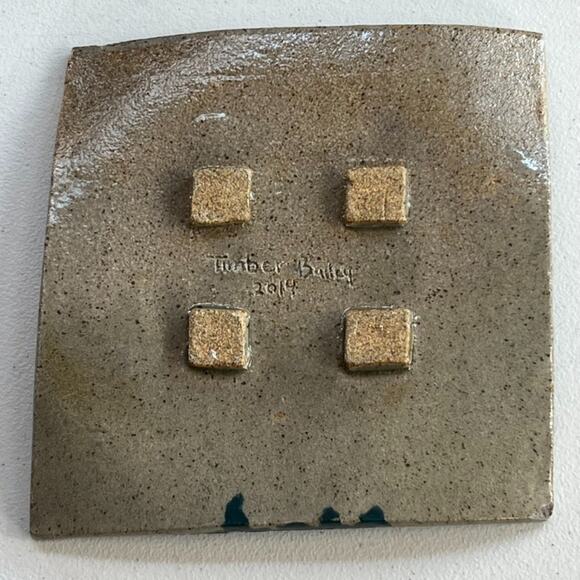 Studio Art Trinket Tray Large Square 8 x 7.5" Stoneware Signed Timber Bailey - Picture 4 of 8